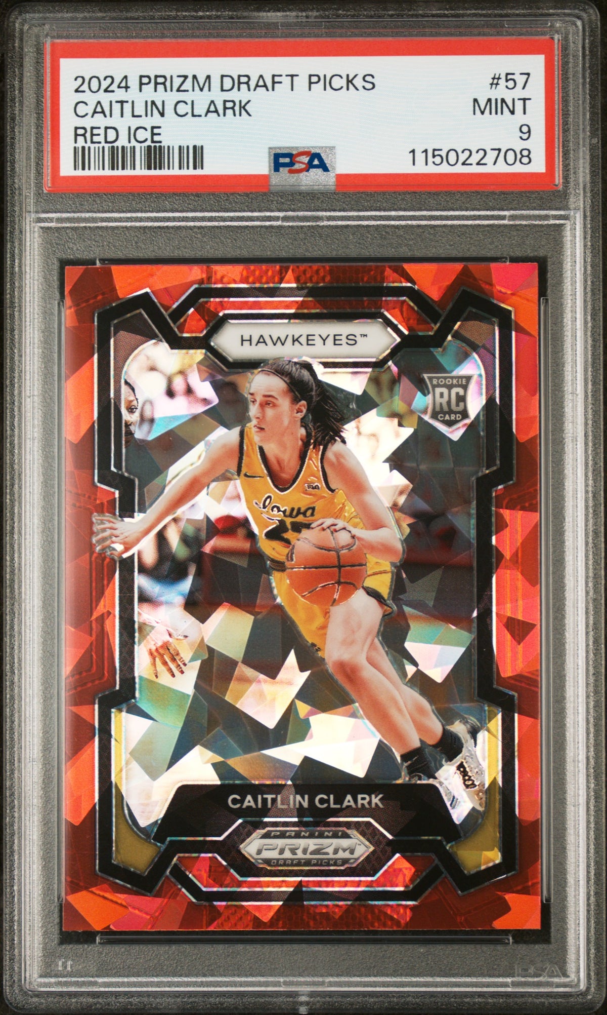 2024 Panini Prizm Draft Picks Red Ice Caitlin Clark 9 PSA #57