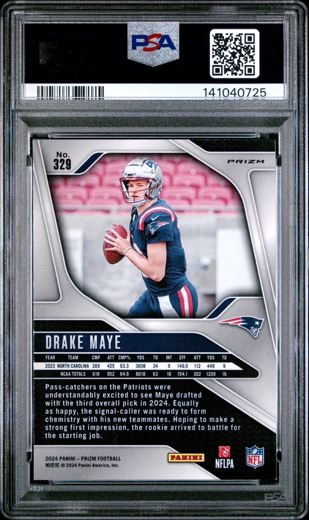 2024 Panini Prizm Red/White/Blue Prizm Drake Maye 9 PSA #329