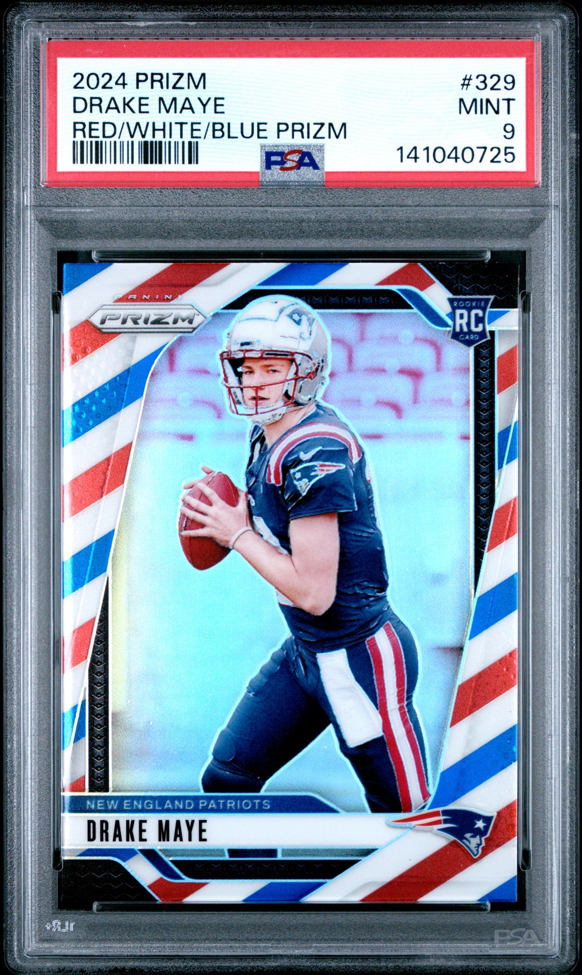 2024 Panini Prizm Red/White/Blue Prizm Drake Maye 9 PSA #329