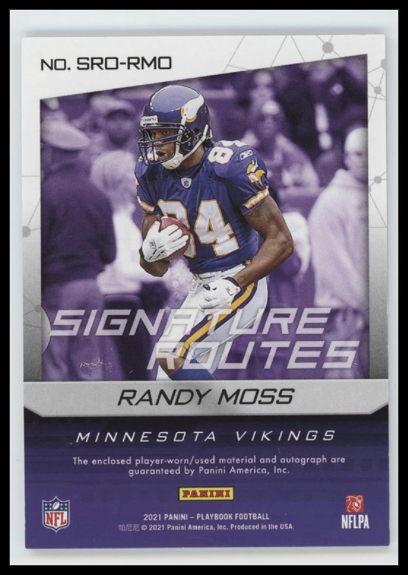 2021 Panini Playbook Signature Routes Platinum Randy Moss #/15 AU #SRO-RMO