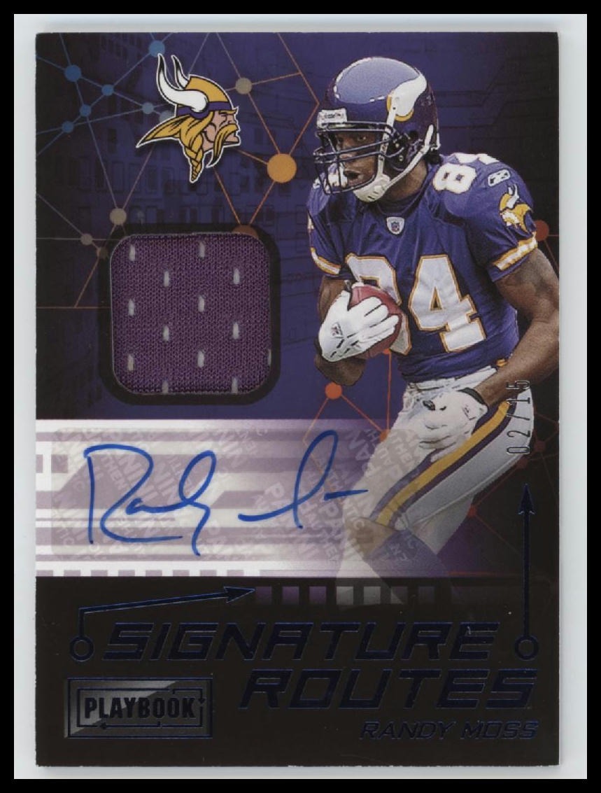 2021 Panini Playbook Signature Routes Platinum Randy Moss #/15 AU #SRO-RMO