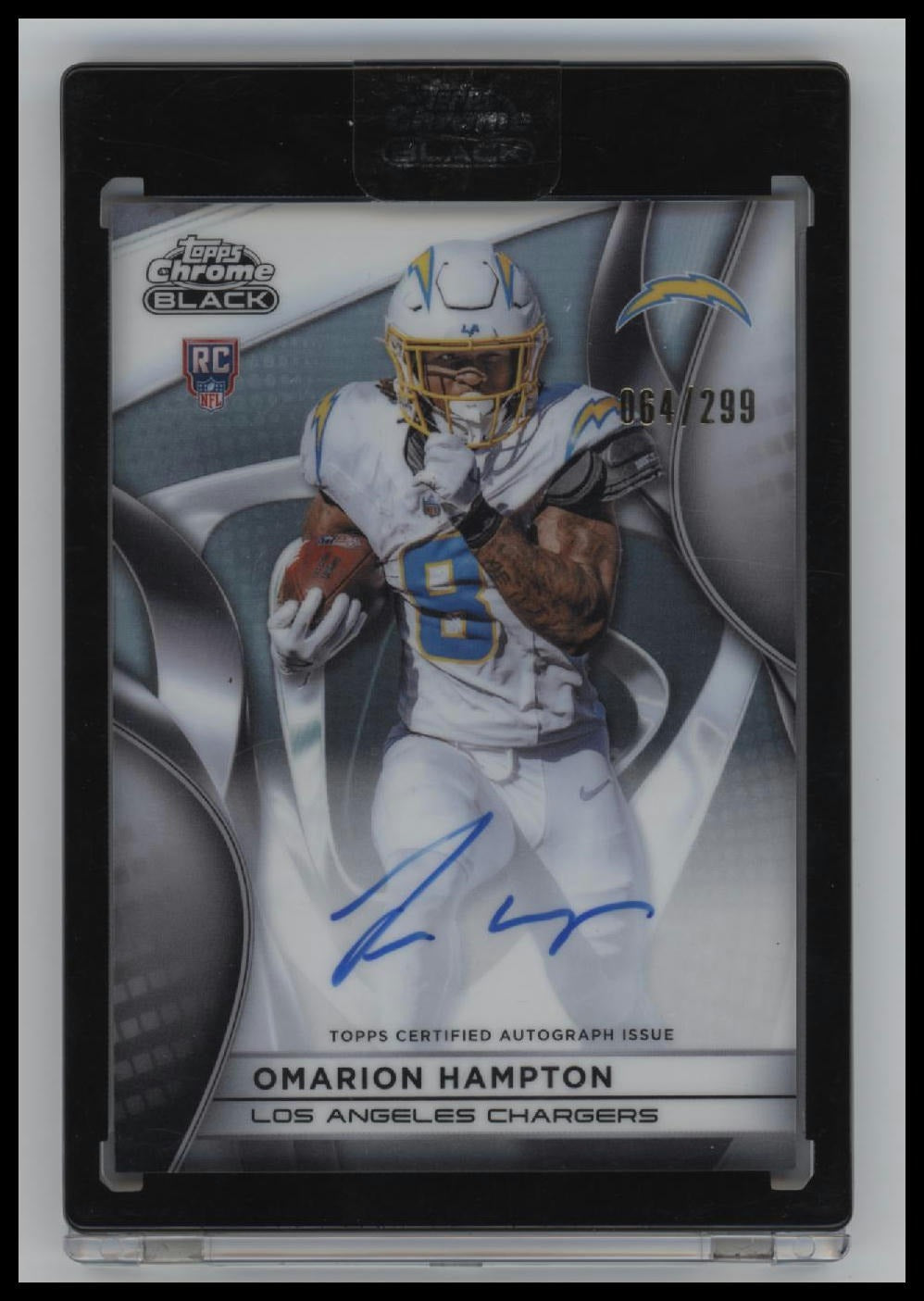 2025 Topps Chrome Black Rookie Auto #/299 Omarion Hampton AU #RAU-OH Encased
