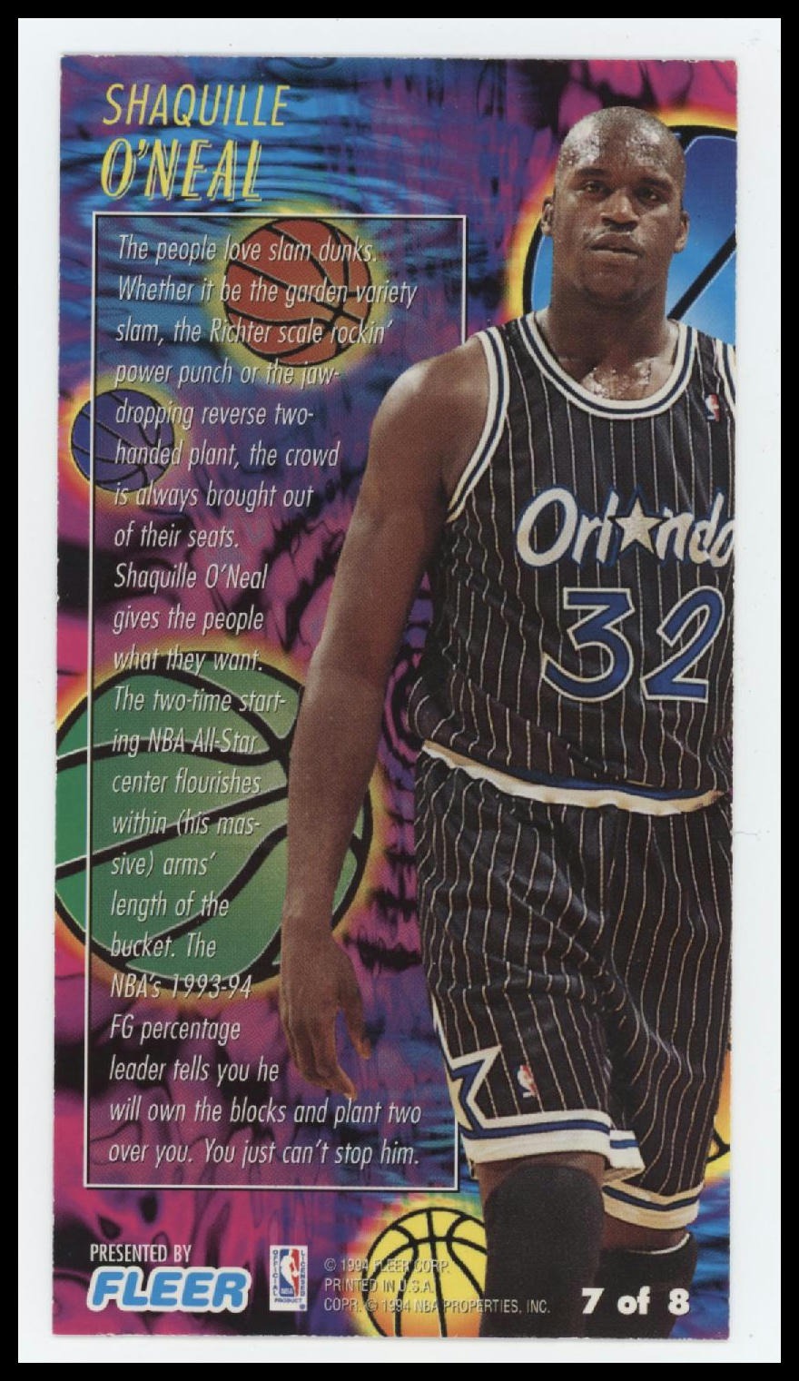 1994-95 Jam Session Slam Dunk Heroes Shaquille O'Neal #7