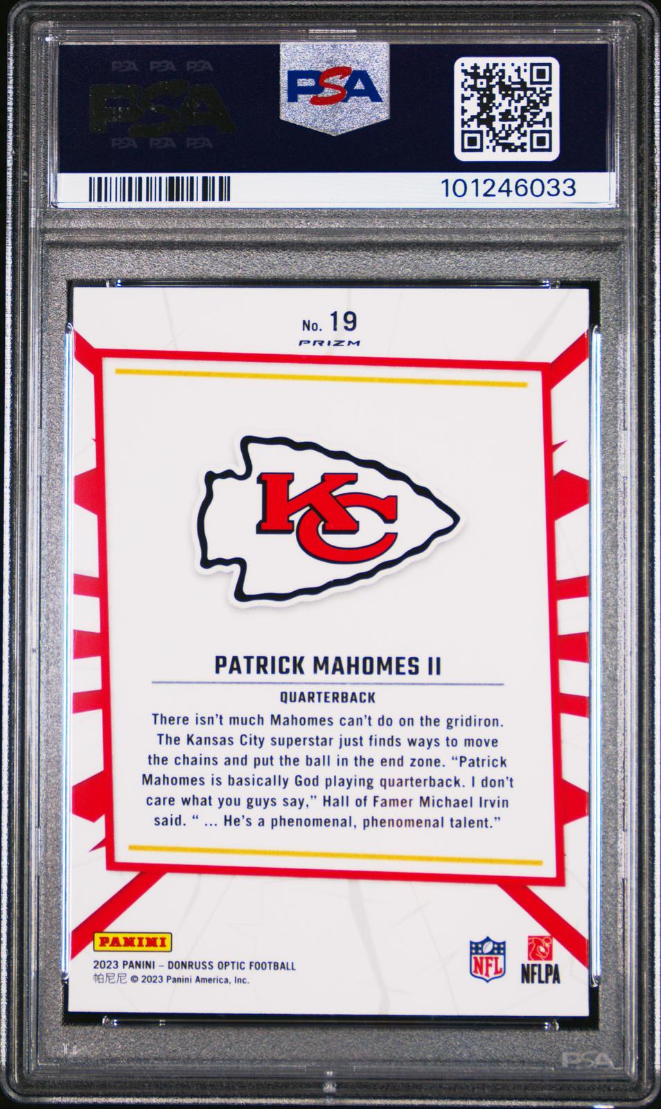 2023 Panini Donruss Optic My House! Patrick Mahomes II 10 PSA #19