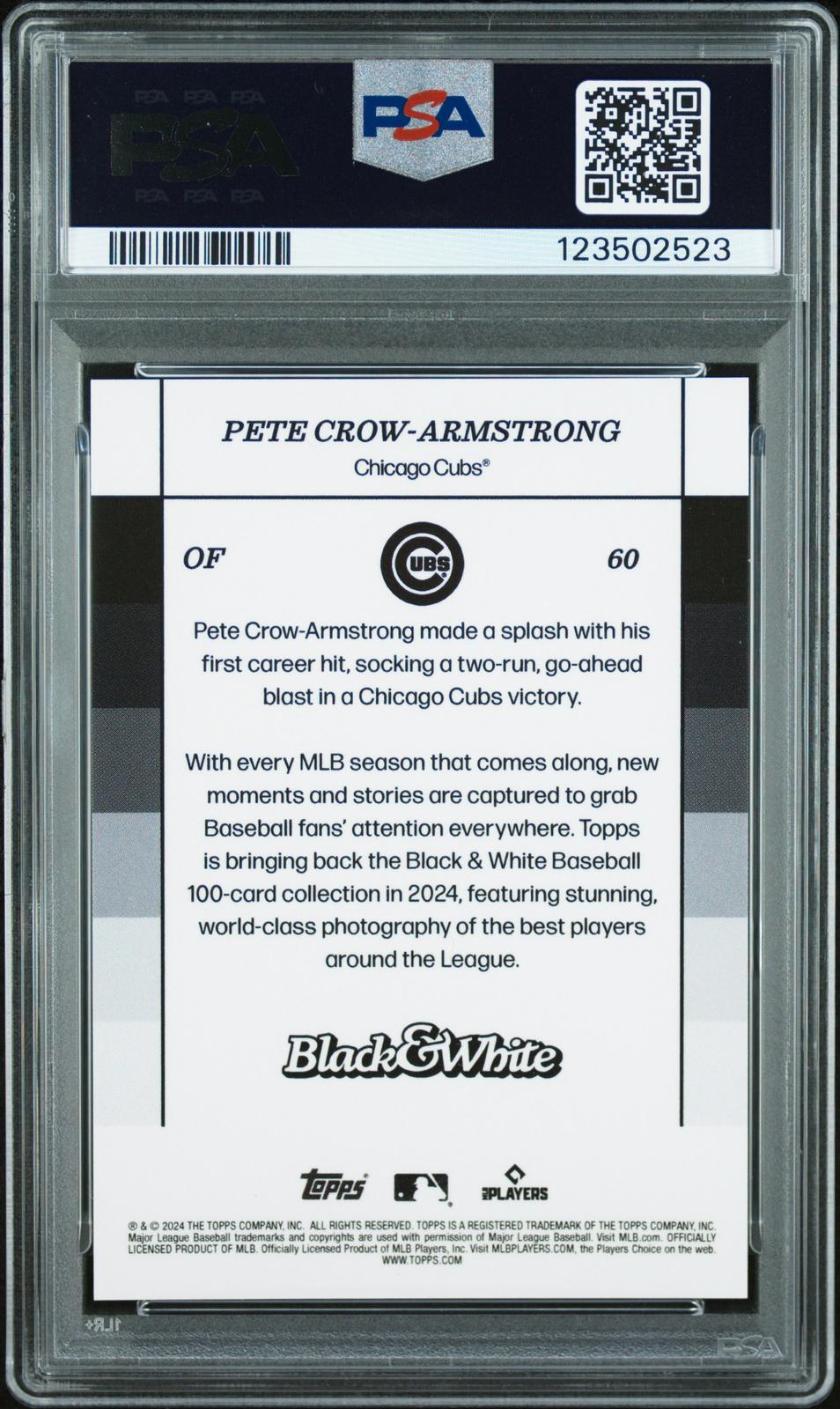 2024 Topps Black And White Pete Crow-Armstrong 10 PSA #60