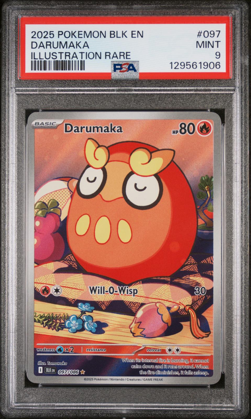 2025 Pokemon Blk En-Black Bolt Illustration Rare Darumaka 9 PSA #097