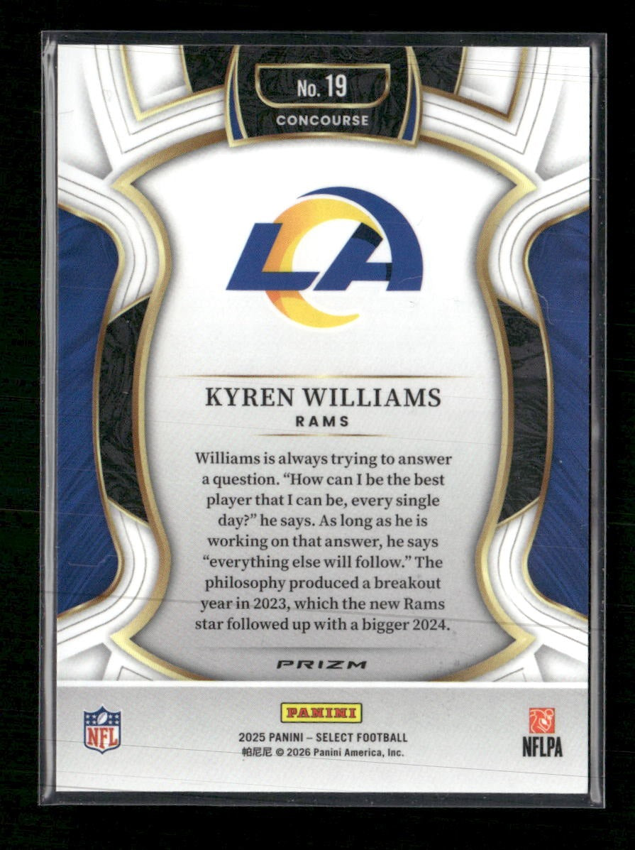 2025 Panini Select Zebra Prizm Kyren Williams #19