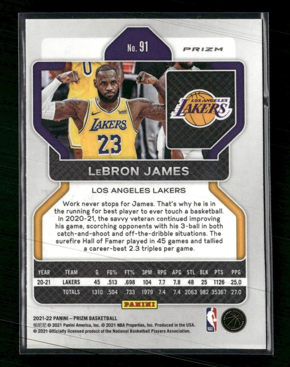2021-22 Panini Prizm Blue Wave LeBron James #91
