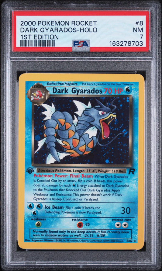 2000 Pokemon Rocket 1st Edition Dark Gyarados-Holo 7 PSA #8