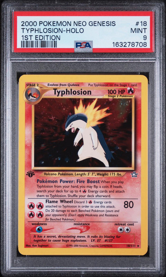2000 Pokemon Neo Genesis 1st Edition Typhlosion-Holo 9 PSA #18