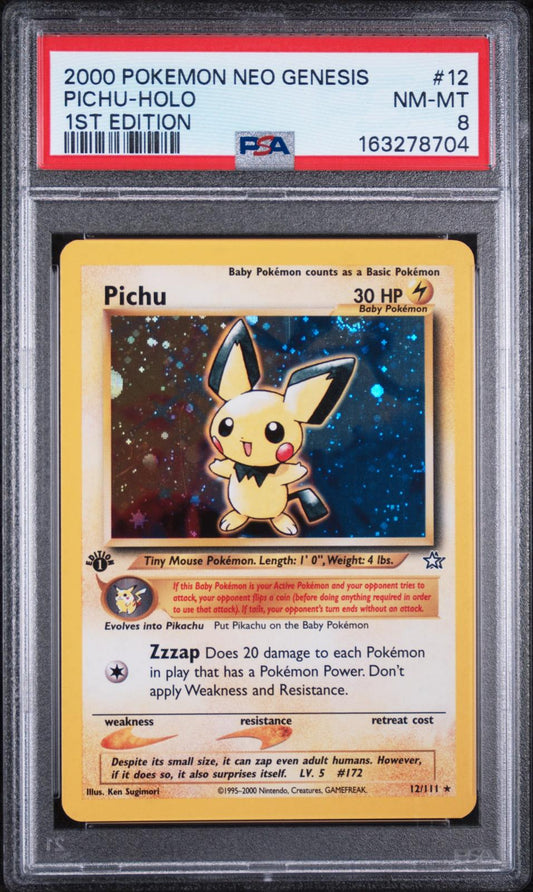 2000 Pokemon Neo Genesis 1st Edition Pichu-Holo 8 PSA #12