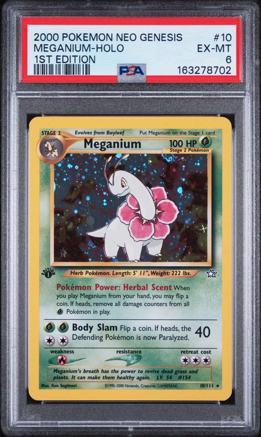 2000 Pokemon Neo Genesis 1st Edition Meganium-Holo 6 PSA #10