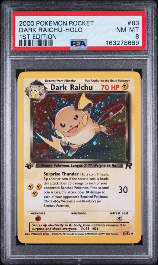 2000 Pokemon Rocket 1st Edition Dark Raichu-Holo 8 PSA #83