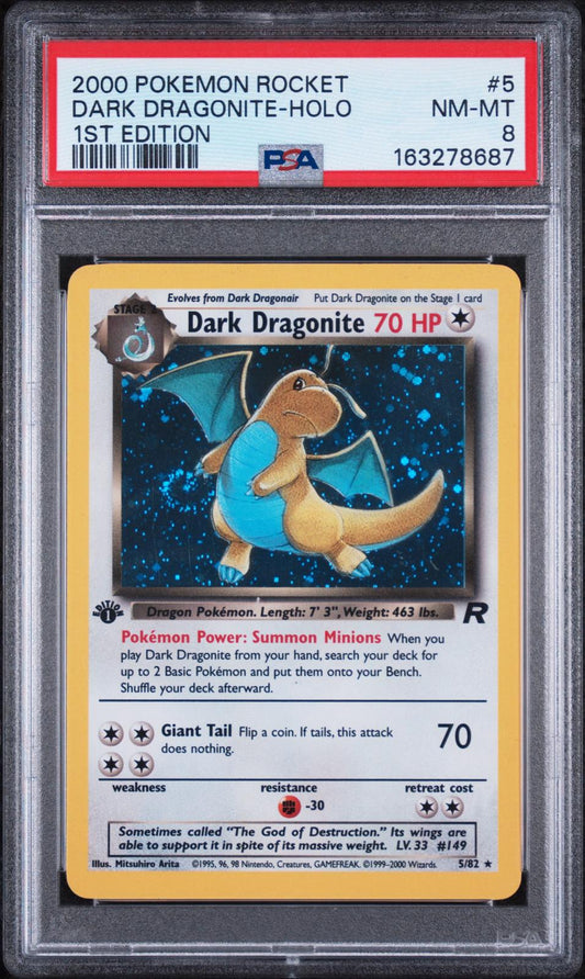 2000 Pokemon Rocket 1st Edition Dark Dragonite-Holo 8 PSA #5