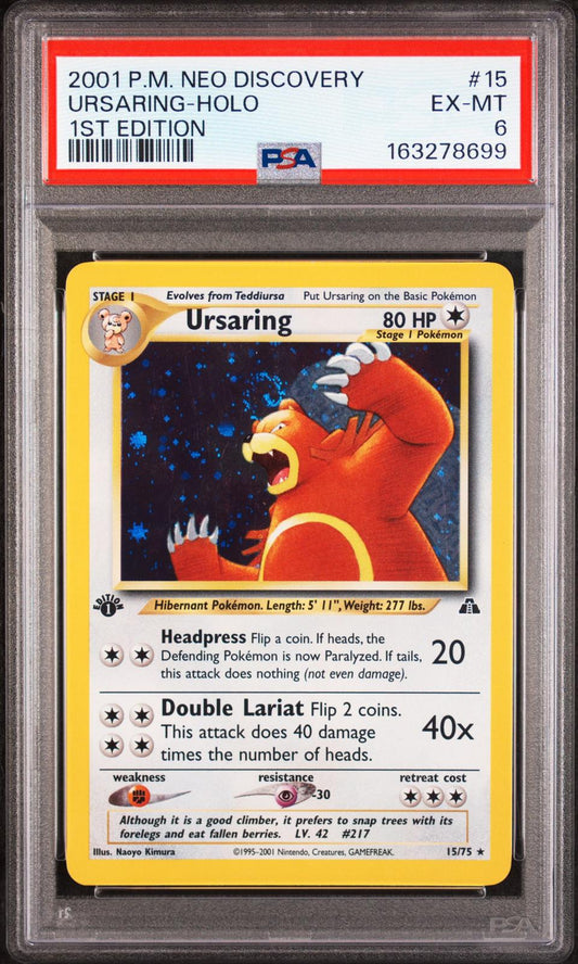 2001 Pokemon Neo Discovery 1st Edition Ursaring-Holo 6 PSA #15