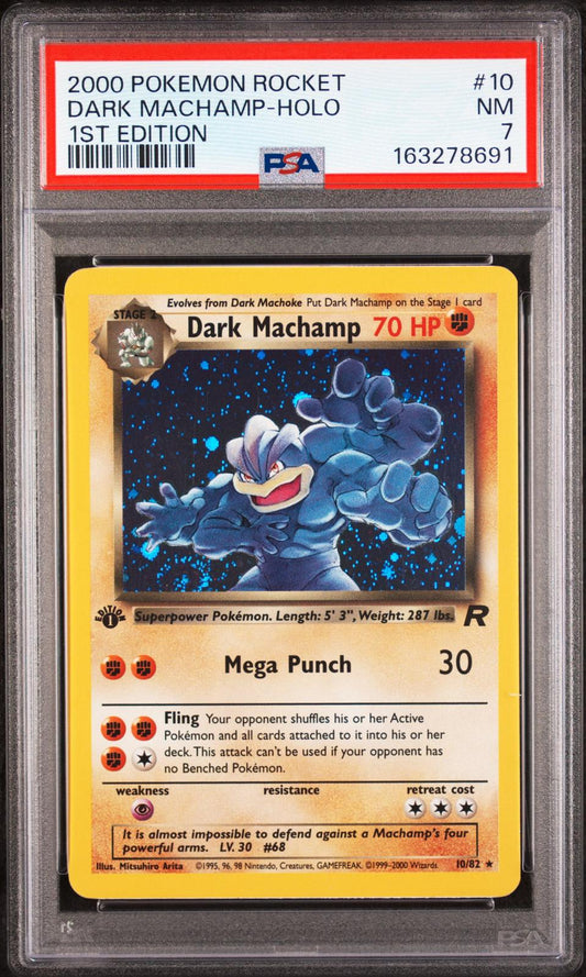 2000 Pokemon Rocket 1st Edition Dark Machamp-Holo 7 PSA #10