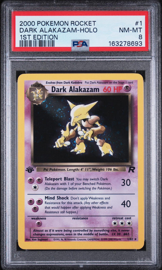 2000 Pokemon Rocket 1st Edition Dark Alakazam-Holo 8 PSA #1