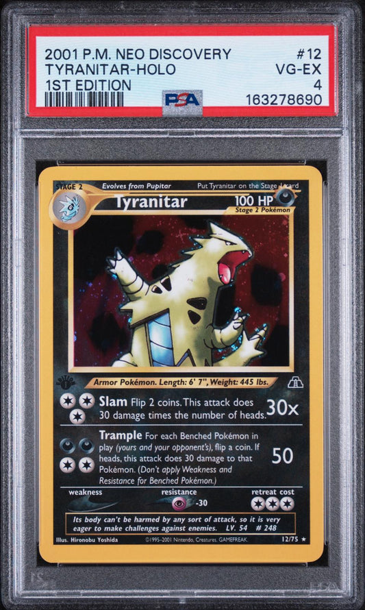 2001 Pokemon Neo Discovery 1st Edition Tyranitar-Holo 4 PSA #12