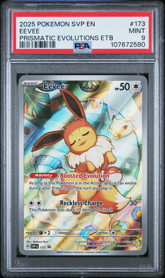 2025 Pokemon Black Star Promo Prismatic Evolutions Etb Eevee 9 PSA #173