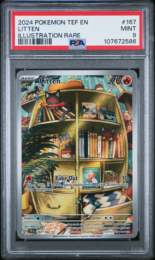 2024 Pokemon Tef En-Temporal Forces Illustration Rare Litten 9 PSA #167