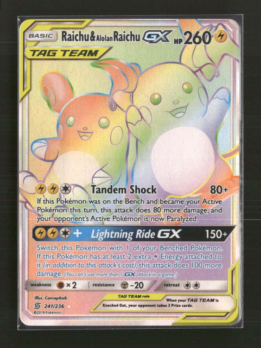 SM - Unified Minds Raichu & Alolan Raichu GX (Secret) #241/236
