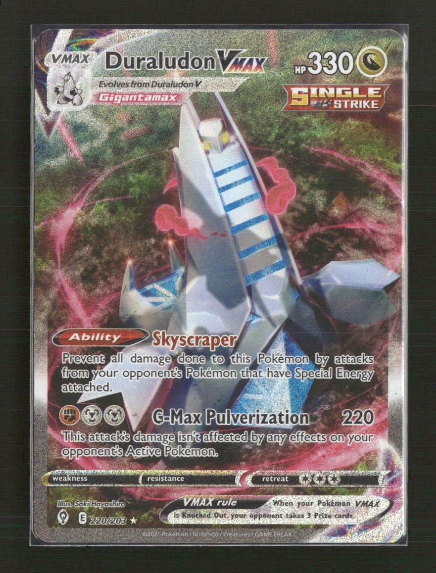 SWSH07: Evolving Skies Duraludon VMAX (Alternate Art Secret) #220/203 Damaged