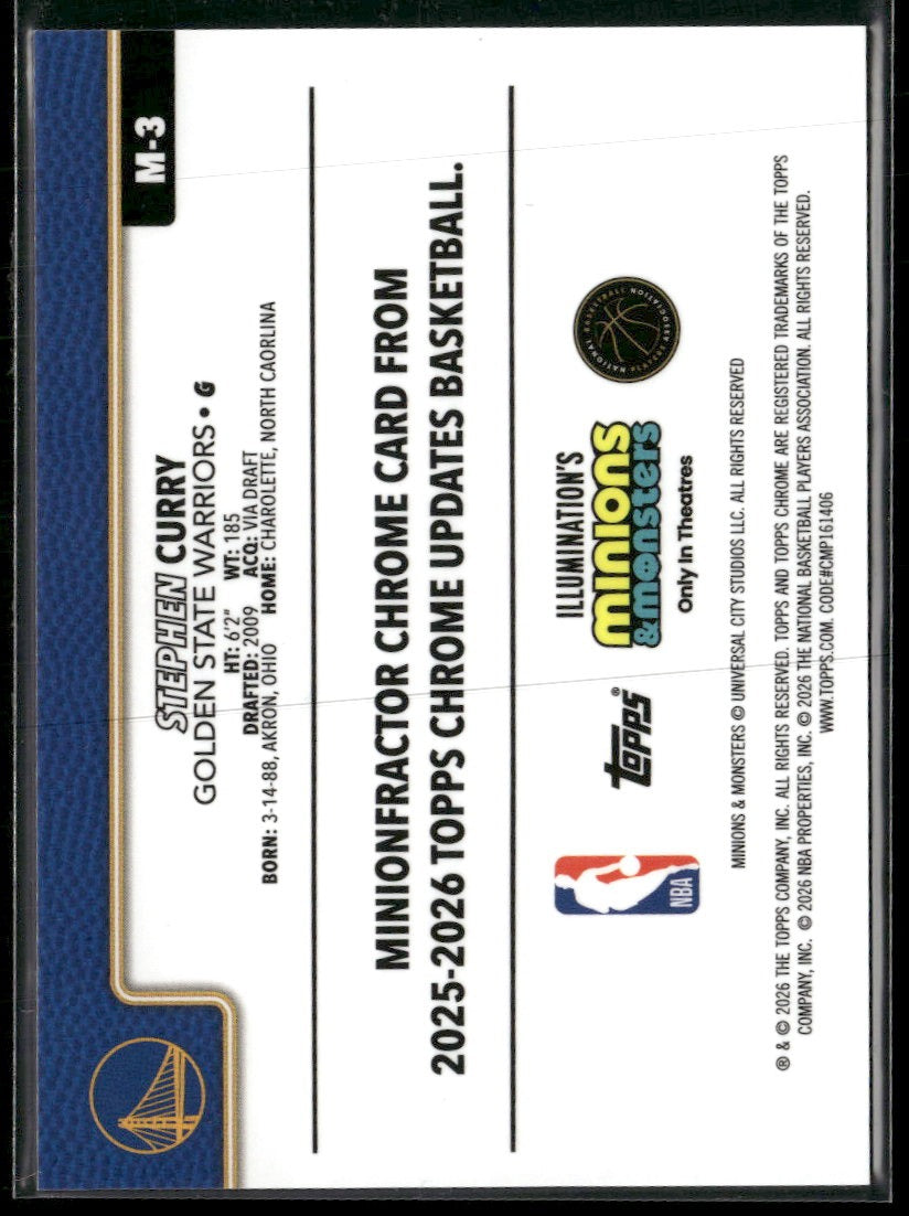 2025-26 Topps Chrome Update Minionfractor Stephen Curry #M-3