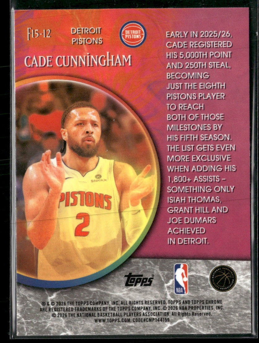 2025-26 T. Chrome Update Fortune 15 Green Refractor Cade Cunningham #/99 #F15-12