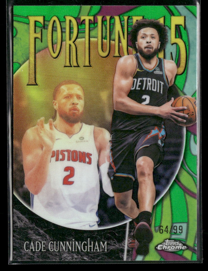 2025-26 T. Chrome Update Fortune 15 Green Refractor Cade Cunningham #/99 #F15-12
