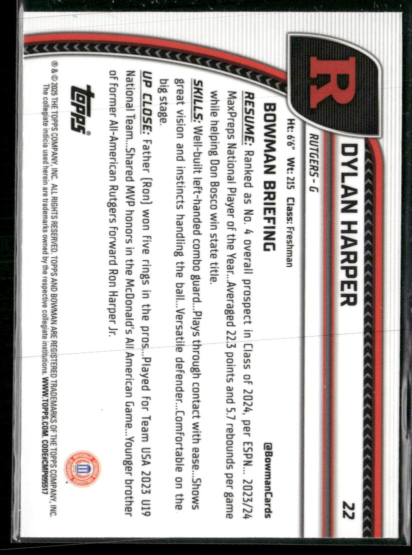 2024-25 Bowman University Chrome Green Shimmer Refractor Dylan Harper #22