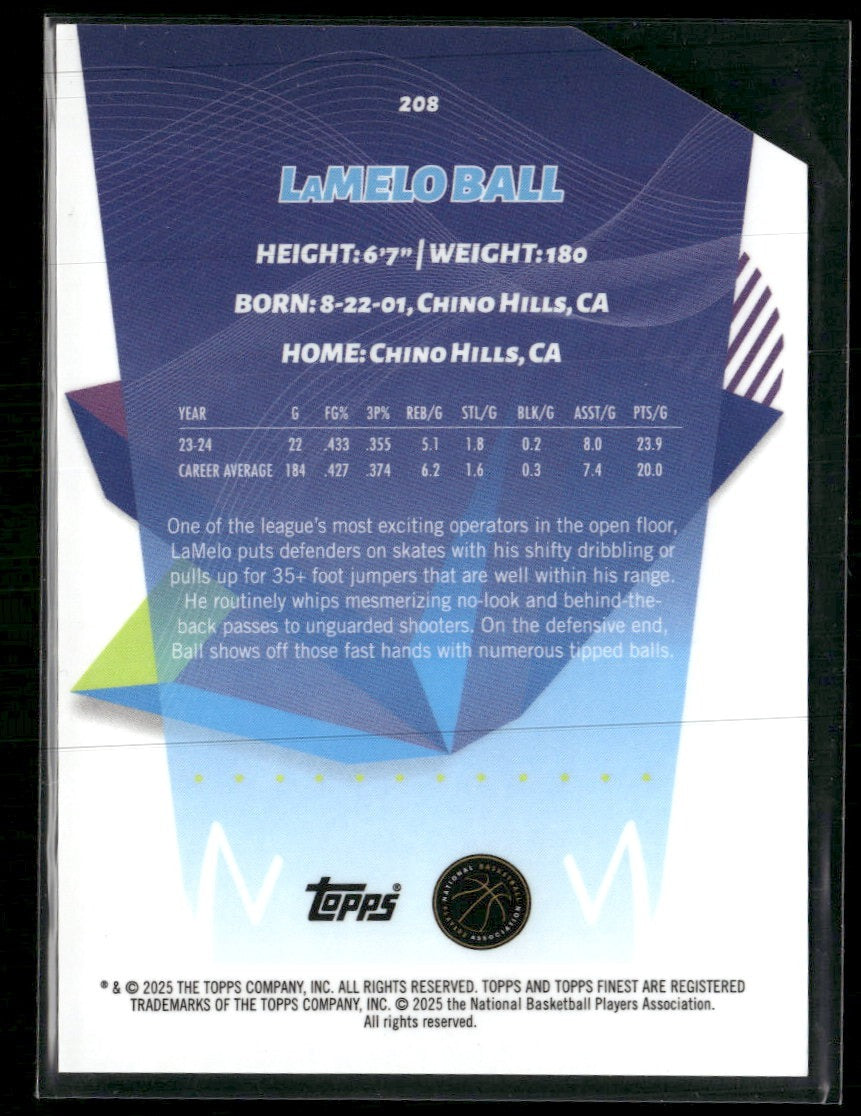 2024-25 Finest Refractor Die Cut LaMelo Ball #/25 #208