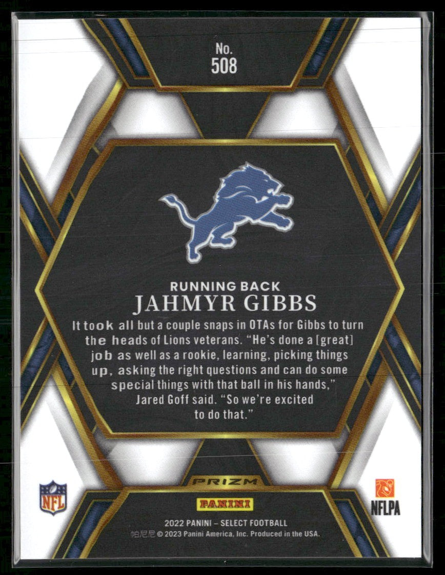 2022 Panini Select Silver Prizm Jahmyr Gibbs #508
