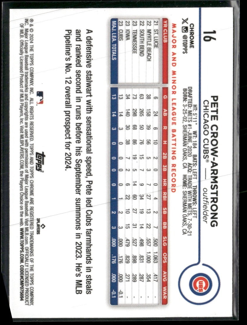 2024 Topps Chrome Pete Crow-Armstrong RC #16