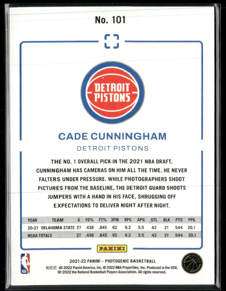 2021-22 Panini Photogenic Cade Cunningham RC #101