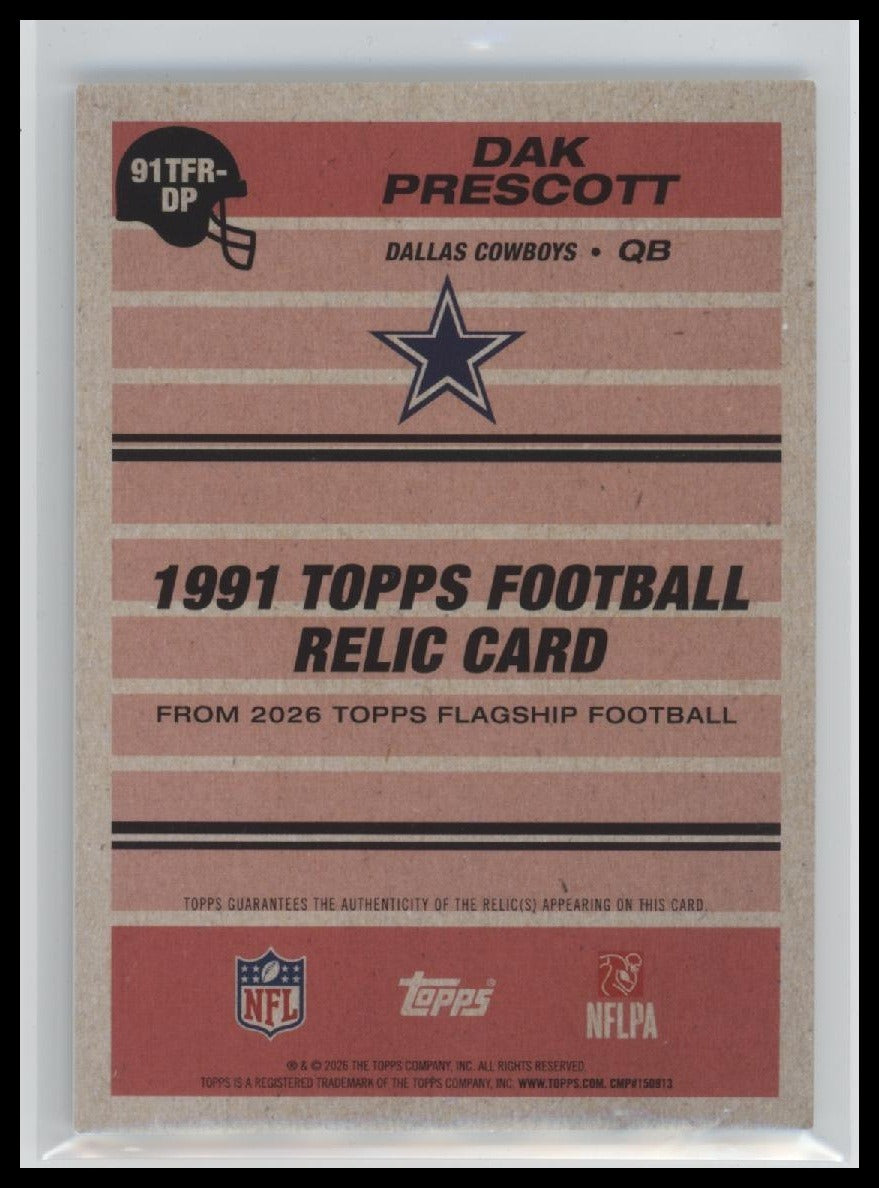 2026 Topps Flagship 1991 Football 35th Anniversary Relics Dak Prescott #91TFR-DP
