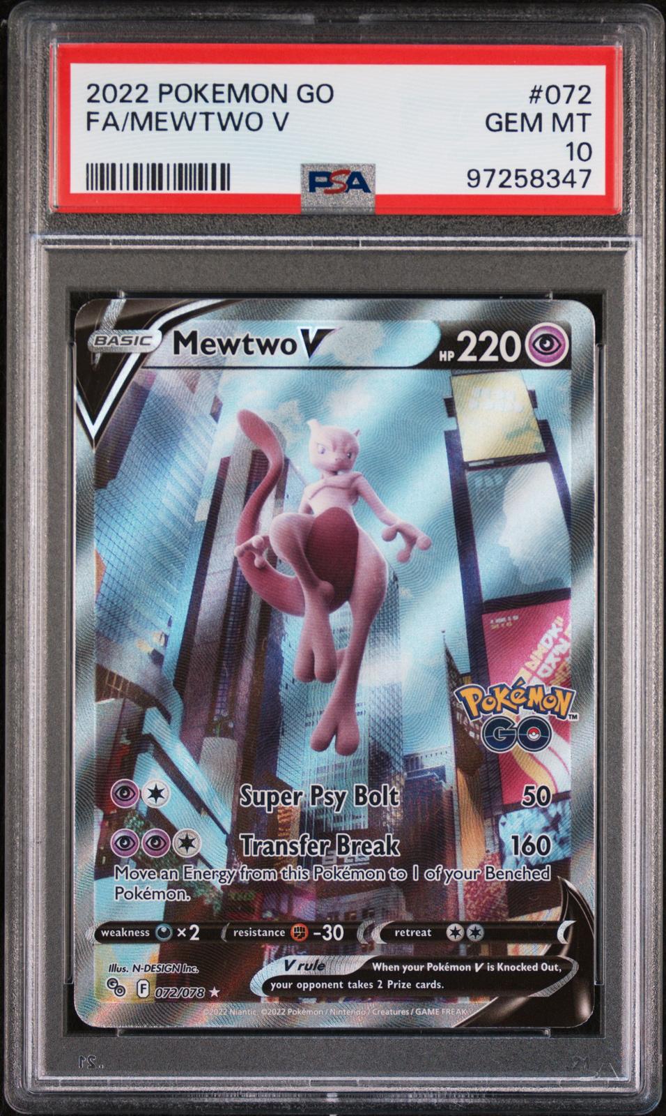 2022 Pokemon Go Fa/Mewtwo V 10 PSA #072