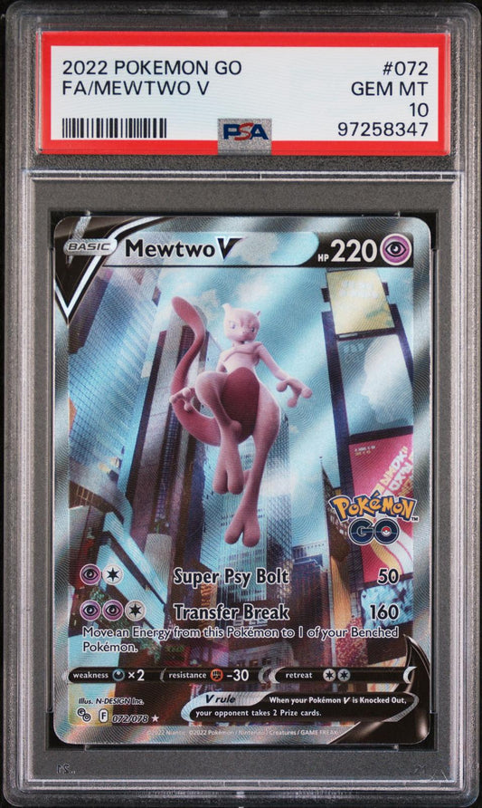 2022 Pokemon Go Fa/Mewtwo V 10 PSA #072