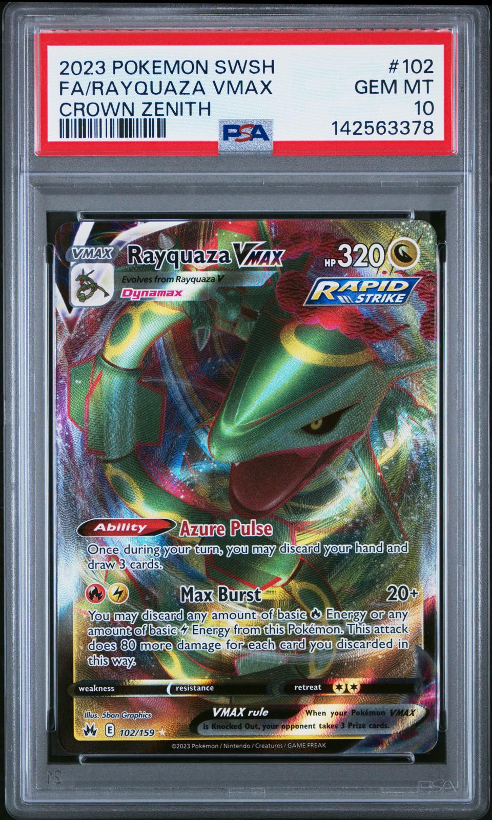 2023 Pokemon Sword And Shield Crown Zenith Fa/Rayquaza Vmax 10 PSA #102