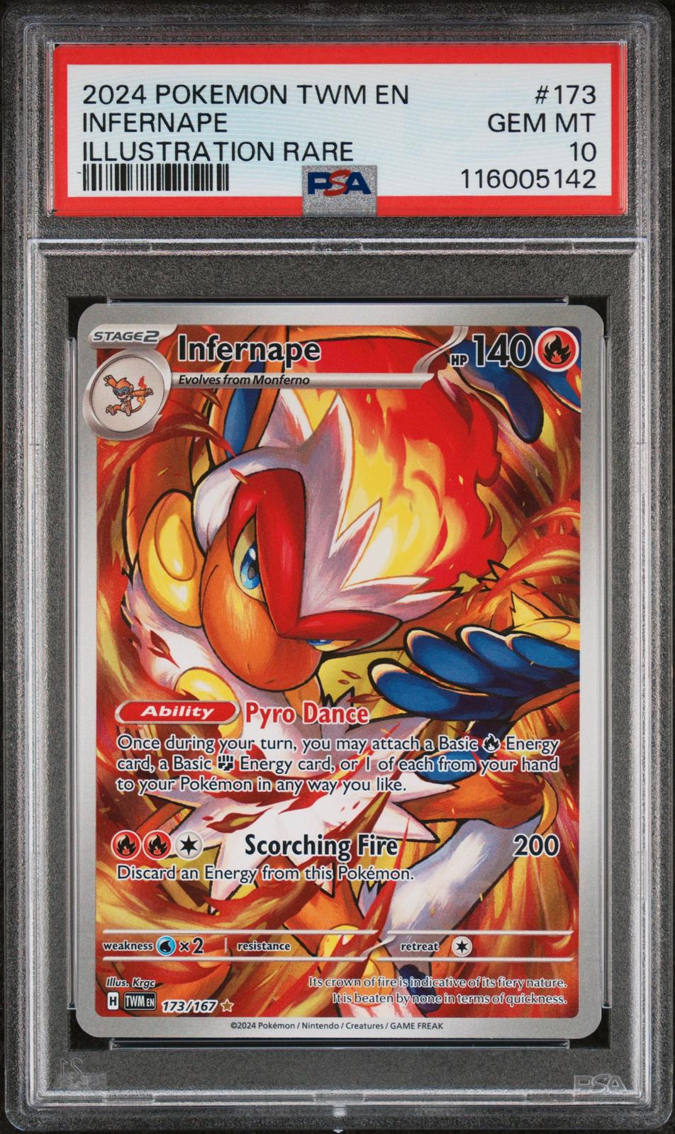 2024 Pokemon Twm En-Twilight Masquerade Illustration Rare Infernape 10 PSA #173