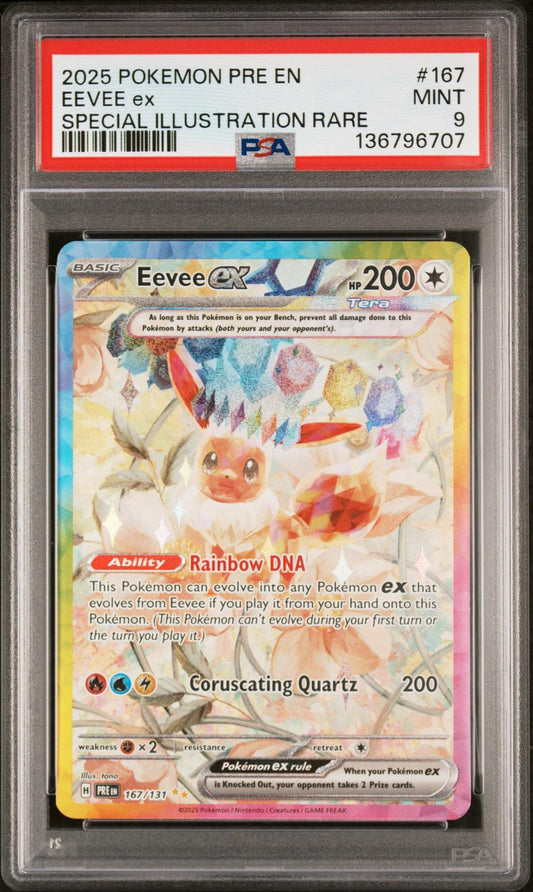 2025 Pokemon Prismatic Evolutions Special Illustration Rare Eevee Ex 9 PSA #167