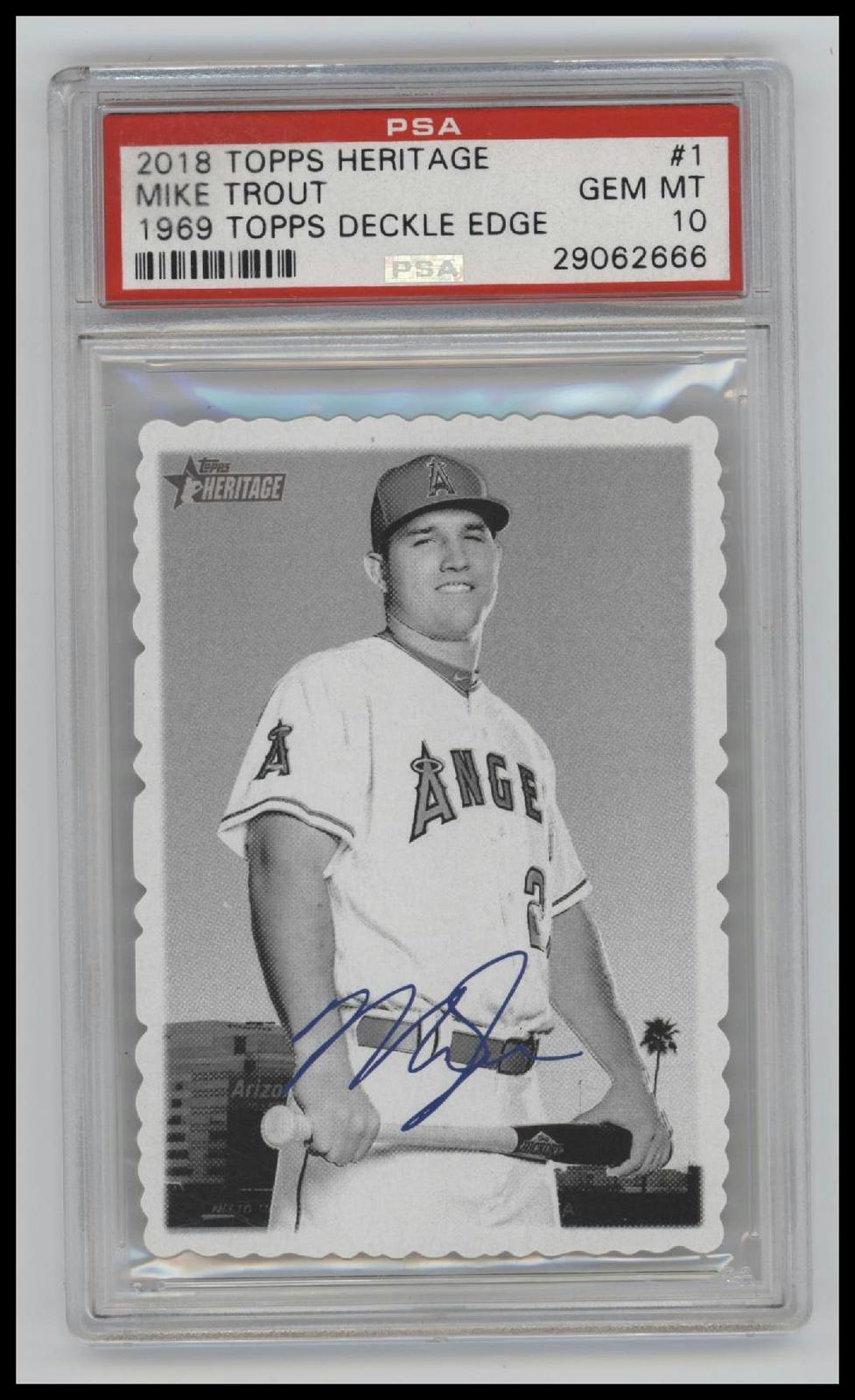 2018 Topps Heritage 1969 Topps Deckle Edge Mike Trout 10 PSA #1