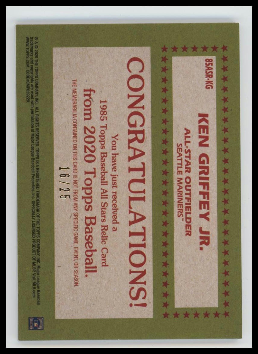 2020 Topps 35th Anniversary All-Stars Auto Red Ken Griffey Jr. #/25 #85ASA-KGJ