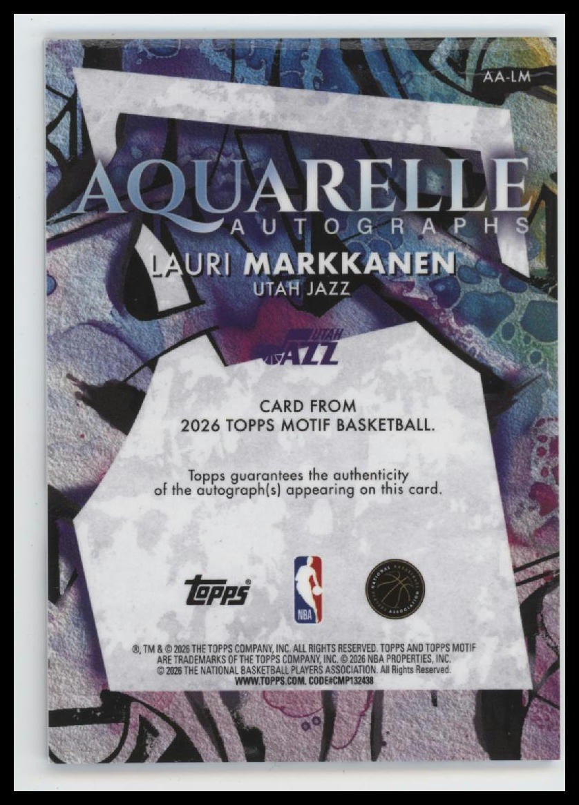 2025-26 Topps Motif Aquarelle Autograph Winsor Green Lauri Markkanen #/10 #AA-LM