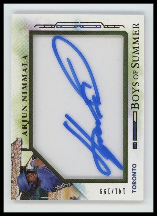 2025 Panini Boys of Summer Jumbo Acetate Signatures Arjun Nimmala #/199 AU #11