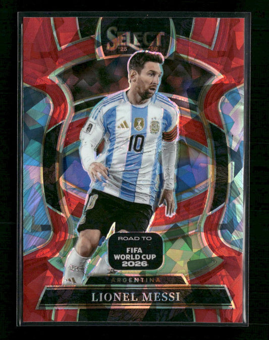 2025-26 Panini Select Road to FIFA World Cup Red Ice Lionel Messi #56