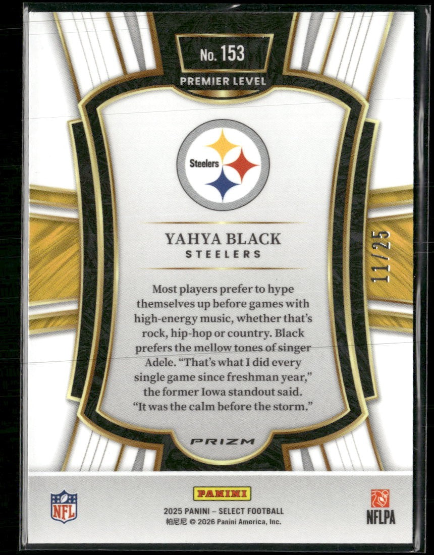 2025 Panini Select Tie-Dye Prizm Yahya Black #/25 #153