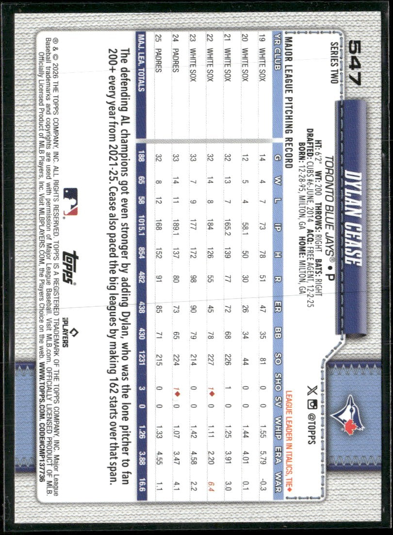 2026 Topps True Photo Variations Dylan Cease #547