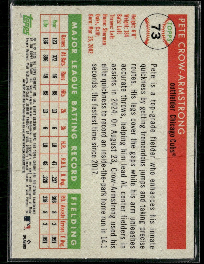 2025 Topps Platinum Toile Cream Rose Gold Refractor Pete Crow-Armstrong #/75 #73