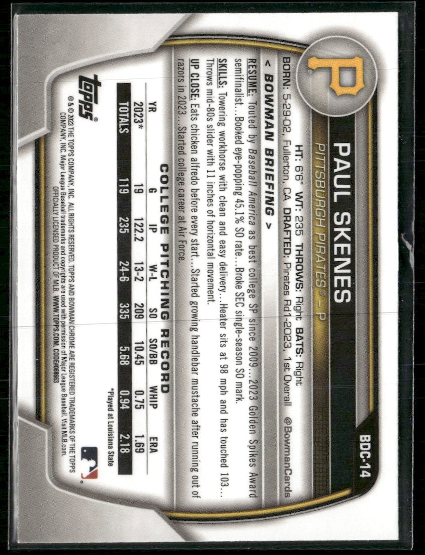 2023 Bowman Draft Chrome Paul Skenes #BDC-14