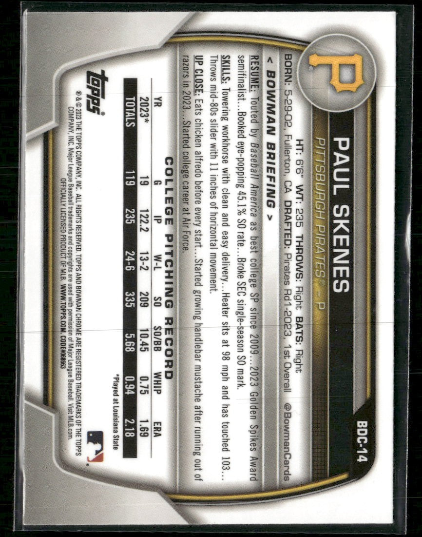 2023 Bowman Draft Chrome Paul Skenes #BDC-14b